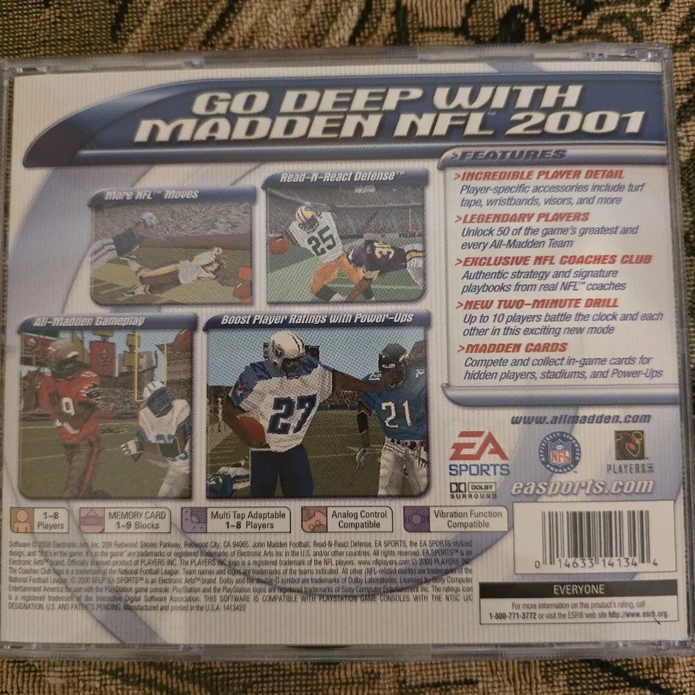 Madden NFL 2001 PlayStation Game like new